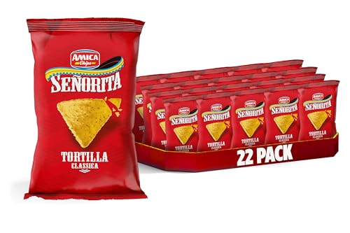 AMICA Chips | Senorita Tortilla Classica, Ricetta Originale con Farina di Mais Masa, Patatine Messicane Cotte a Fiamma Viva, 10 Pezzi x 450 gr