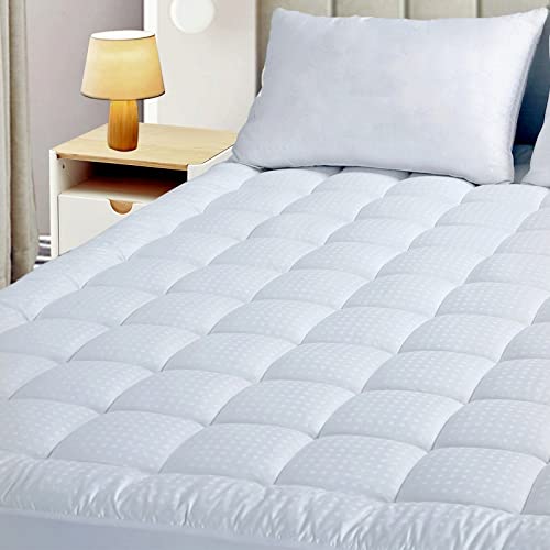 BETENWEL Full Size Mattress Pad Double Pillow Top Mattress Cover with Down Alternative Fill- Breathable Topper Deep Pocket Fits Mattress 8-21 Inches Soft Mattress Protector(54 x 75 Inch, White)