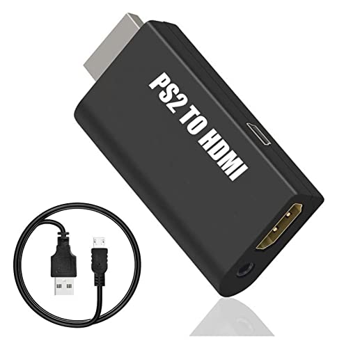 JOJIDE Adaptador convertidor de Audio y Video 480i/480p/576i con Salida de Audio de 3,5 mm for PS2 a Compatible con for Todos los Modos de visualización de PS2,TV, Monitor, Proyector