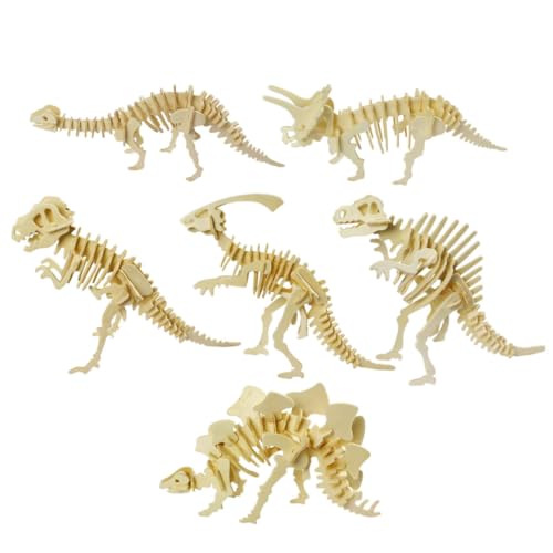 Puzzle bois dinosaure UKCOCO de 6 pièces pour l'éveil et l'apprentissage des enfants