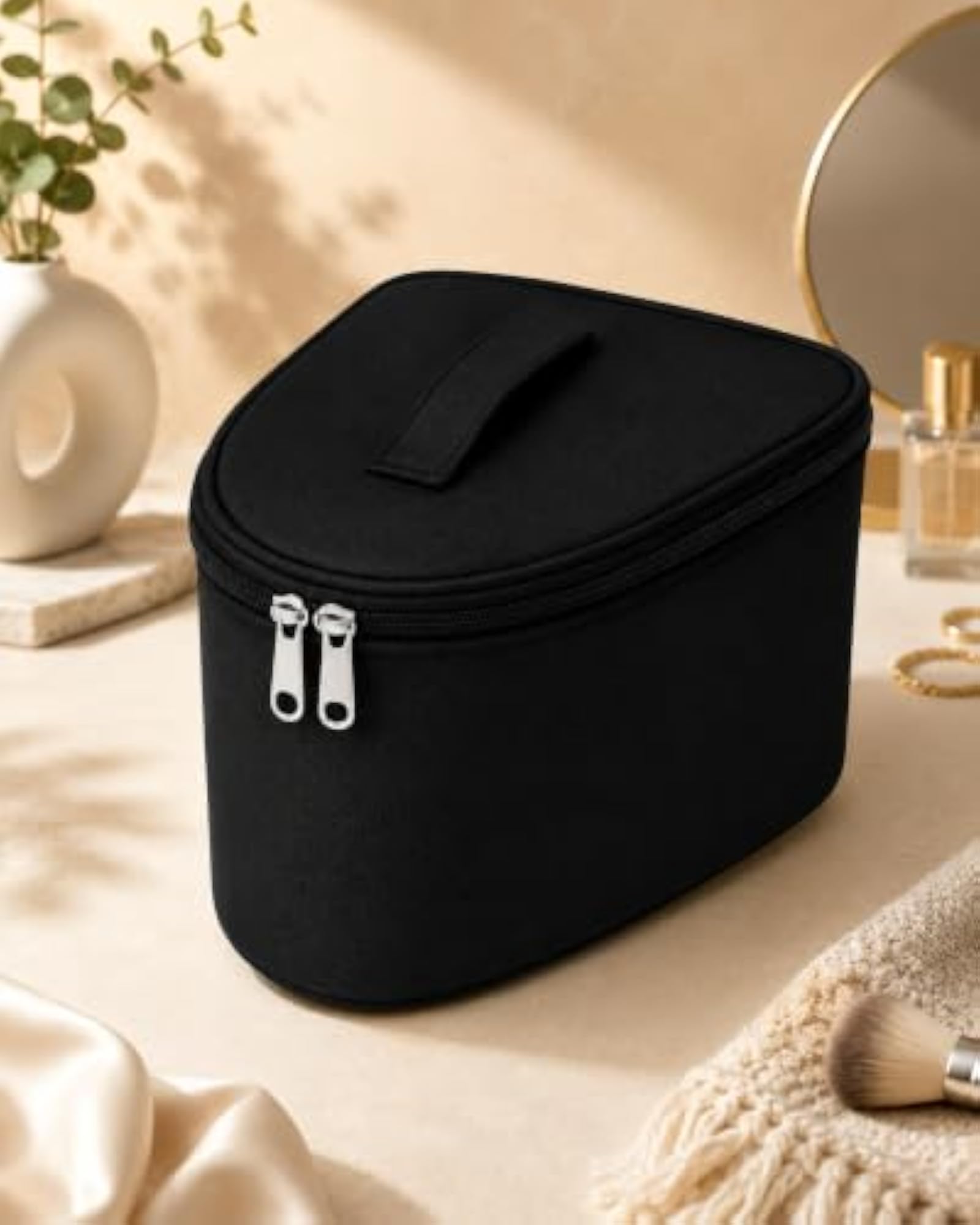 Compact Travel Organizer Pouch, Textured Iron Storage Case