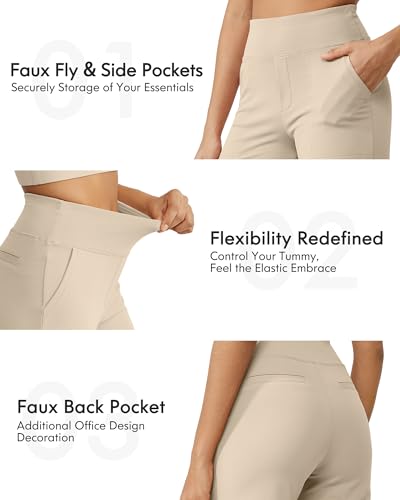 Image of G4Free Capri Pants for Women Wide Leg Yoga Dress Cropped Pants Capri Leggings with Pockets for Casual Summer