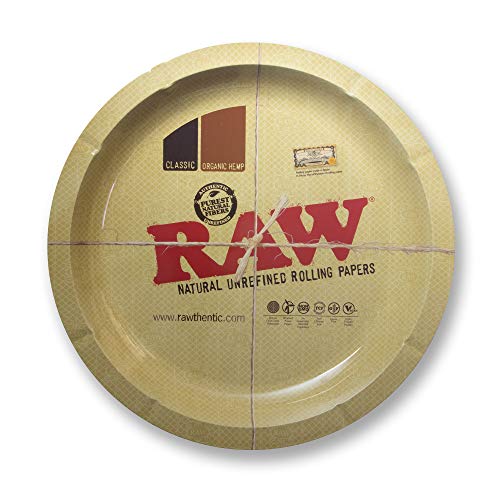 RAW Classic Round Metal Rolling Tray | Contains Divots to Rest Your Rolled Creations