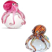 EUSTUMA Hand Blown Glass Octopus Figurine Ornament,Sea Animals Collection for Birthday Gift,Glass Office Paperweight for Desk.