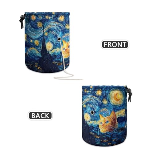 Image of Sellikakes Cat Starry Sky Crochet Bag Yarn Holder, Yarn Organizer Store Crochet Accessories Knitting Needles Sewing Supplies