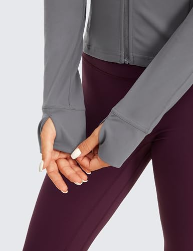 Image of CRZ YOGA Butterluxe Jackets Waist Length | Extremely Soft, Athletic, Slim Fit, Full Zip, Side Pockets, Thumb Holes, for Women