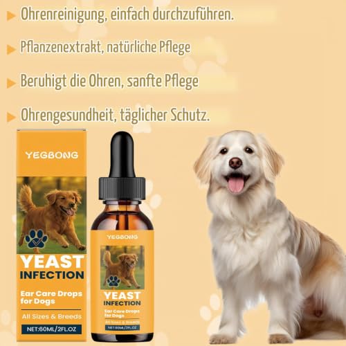 OPEIXSAYKOC Ohrentropfen für Hunde 60ml, Ohrentropfen Hund Entzündung, OhrentropfenHund