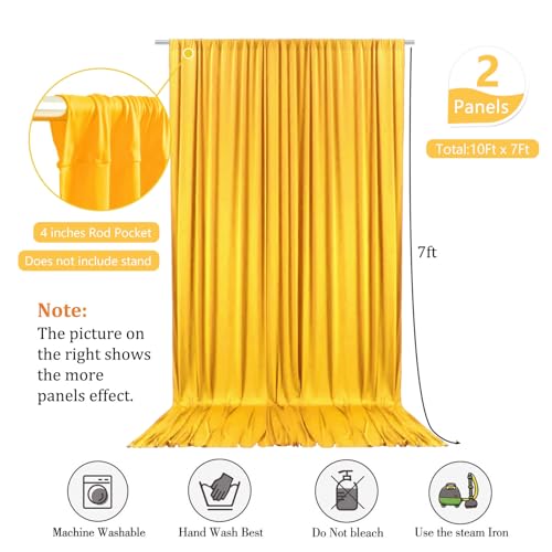 Image of 10 x 7 Feet Yellow Backdrop Curtain for Partie, Background Curtains for Photoshoot, Birthday, Wedding, Halloween, Thanksgiving, Christmas, New Year Party Decorations 5Ft x 7Ft, 2 Panels