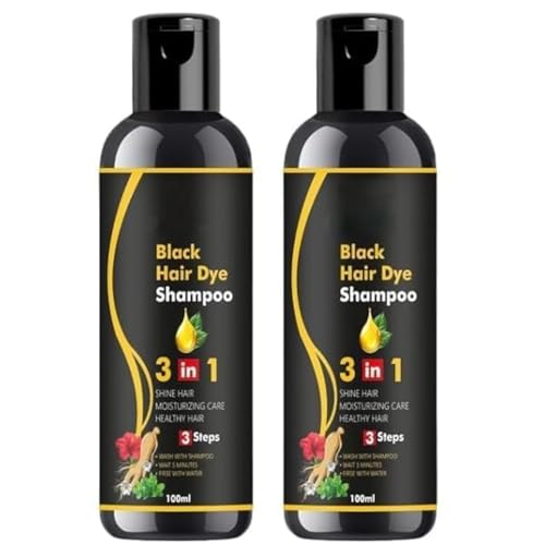 VEJANI 3 in 1 Hair Dye Instant Black - Hair Shampoo for Women & Men|Organic Shampoo Herbal 3 in 1 Hair Dye Instant Black Hair Shampoo for Women & Men 100% Coverage Shampoo (Pack of 2)