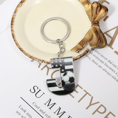 Bag Charms Initial A-Z Letter Keychain Bag Charm Soccer Keychain for Handbags Sports Bag