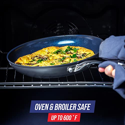 Image of Blue Diamond Cookware Hard Anodized Ceramic Nonstick, 8 inch Frying Pan Skillet, PFAS-Free, Dishwasher Safe, Oven Safe, Grey (Pack of 4)