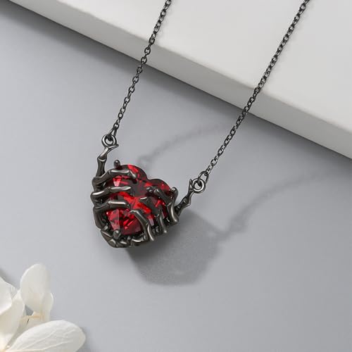 OHAYOO Skull Pendant Necklace for Women 925 Sterling Silver Skull Hand Necklace Gothic Skeleton Necklaces Skull Jewlery Gifts3