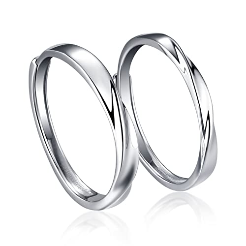 Bague couple réglable en argent KnSam avec motif vague tordue