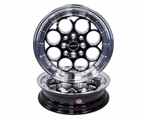 VMS WHEELS 15X3.5 4X100 4X114.3 +10 ET POLISHED LIP REVOLVER SKINNY SET OF 2