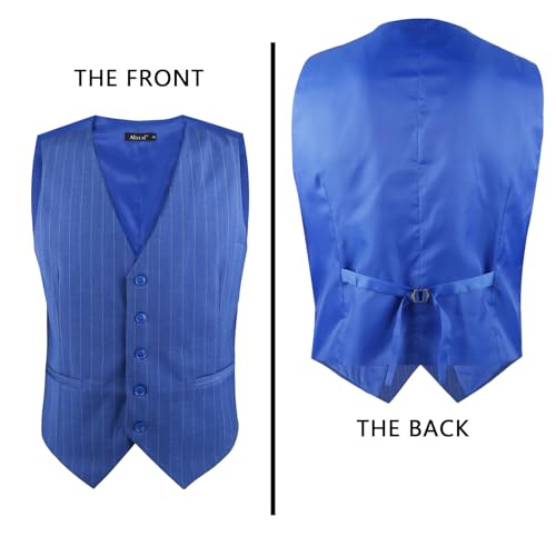Image of Alizeal Mens Pinstripe Business Vest Formal Fit | V-Neck Bollar 5-Button Front Waistcoat for Suit Tuxedo and Formal Events