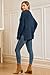 OUGES Winter Clothing for Women Wool Blend Oversized Sweaters 2025 Fall Outfits Trendy Plus Size Turtleneck Long Sleeve Ribbed Knit Side Slit Pullover Tops Clothes(Blue,L)