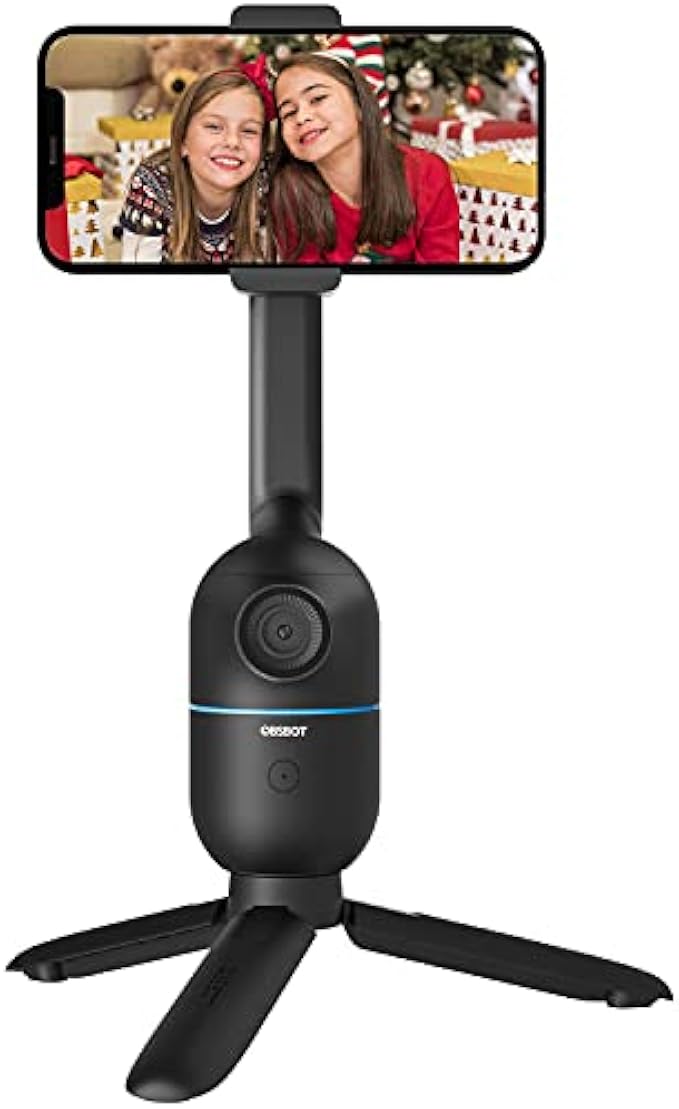 OBSBOT Me AI-Powered Tracking Tripod, AI Tracking Auto Frame & Gesture Control, 120° Wide Angle, No App Required, Auto Face Tracking Phone Holder for Selfie Vlog Skype & Face Time Calls