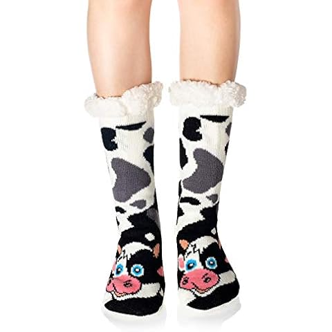WOTENCE Women Slipper Socks Soft Warm Fleece Lined Cute Animal Winter Non Slip Socks Cover