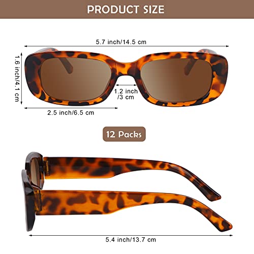 Aodaer 12 Pack Small Rectangle Sunglasses Women Square Sunglasses 90s Retro Fashion Eyewear Vintage Wide Frame Sunglasses2