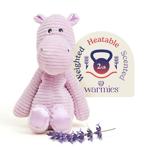 Image of warmies Microwavable & Weighted Stuffed Animals, Hippo - Heated Stuffed Animal Plushie for Warmth & Comfort - Cute Soft Plush Toys for Adults & Children (Boys, Girls, Babies & Toddlers)
