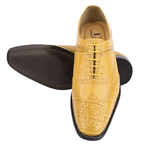 Image of LIBERTYZENO Mens Brogue & Plain Genuine Leather Animal Print Lace Up Oxford Dress Shoes for Easter Gift