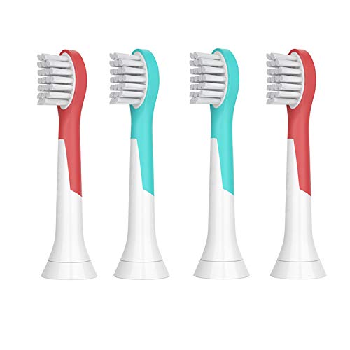 Kids Replacement Brush Heads, Compatible with Philips Sonicare for Kids Toothbrush HX6032/94,HX6320,HX6340,HX6321,HX6330,HX6331, 4 Pack Compact Sonic Care Toothbrush Heads for Kids 3-7 Years Old