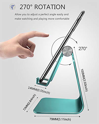 Adjustable Cell Phone Stand, Creadream Phone Stand, Cradle, Dock, Holder, Aluminum Desktop Stand Compatible With Iphone Xs Max Xr 8 7 6 6S Plus 5S Charging, Accessories Desk,All Smart Phone-Mint Green #TOP2