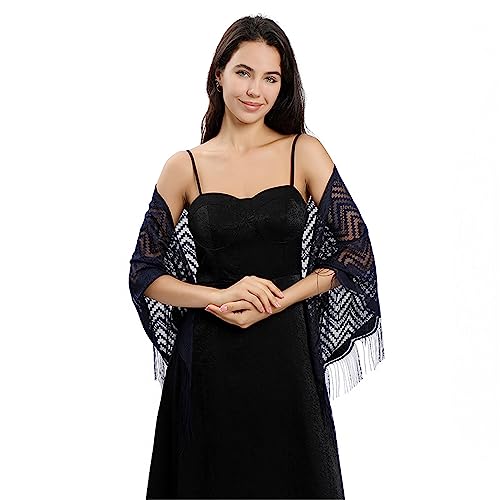 Lace Triangle Shawls and tassels Wraps cover ups for Brides and Women.(DDNPJ7)3