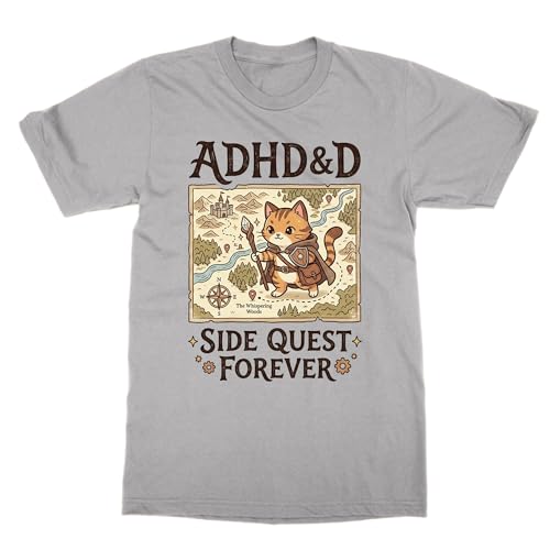 T-shirt ADHD D Side Quest original idéal pour vos soirées jeux de rôle