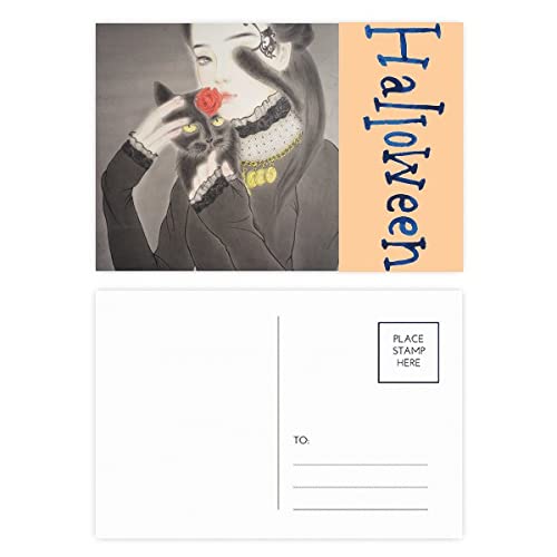 Cartes postales d'Halloween chat noir lot de 20 pour réussir toutes vos invitations
