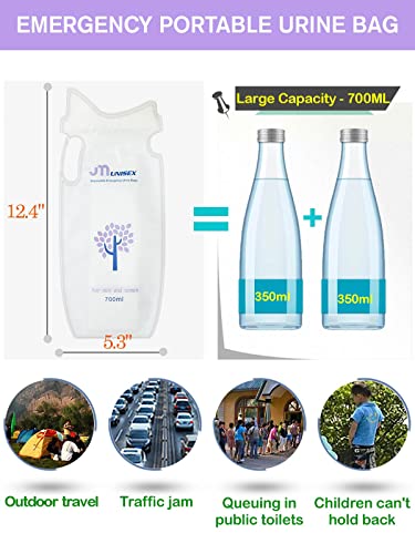 Oythiem Emergency Portable Urine Bag Disposable Urinal Bag Pee Bag For Camping, Travel, Traffic Jam, Car Urine Storage Bag Pee Bag For Kids Children Men Women Patients (4/8/12/20 Pack 700Ml) #TOP1