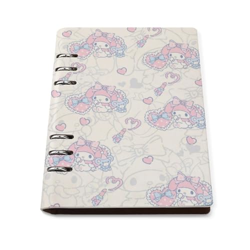 マイメロディ システム手帳 ノートメモ帳 バインダーノート A5サイズ 6穴 レザー ルーズリーフ式 詰め替え可 バインダーリング プレゼント 学生