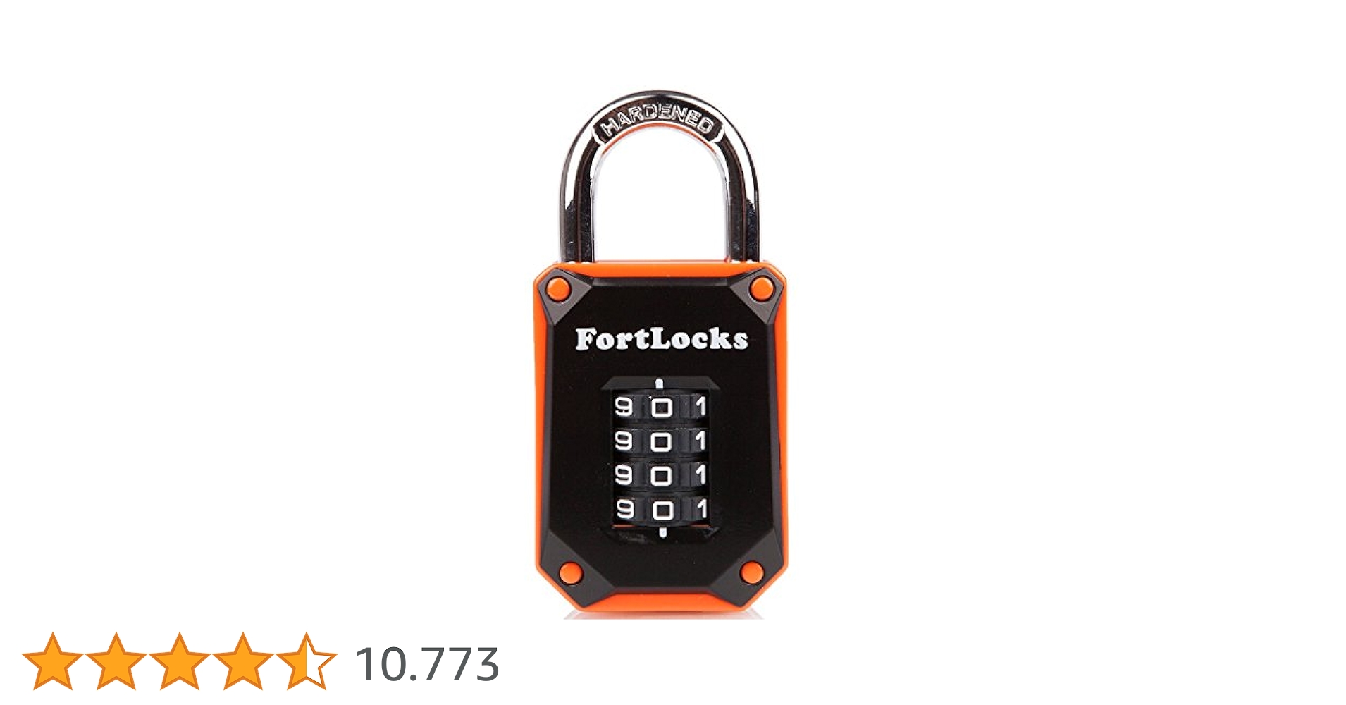 Lucchetto A Combinazione 4 Cifre FortLocks - Per Armadietti, Scuola E Palestra | Arancione