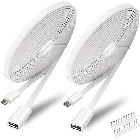 2 Pack 13FT Micro USB Extension Cable for Zmodo,Yi Camera,WyzeCam Pan,Oculus Go,Netvue,Nest Cam,Blink,Furbo Dog Home Wireless Security Camera,Male to Female Flat Power Cord Compatible for Wyze Cam v3 Cover