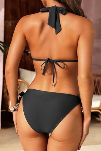 Image of Women Halter Bikini Set - Two Piece Triangle Swimsuit Tie Bathing Suit 2025 Cute Swimwear