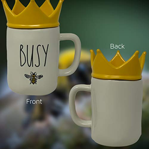 Taza Rae Dunn Busy Bee con tapa amarilla miniatura 2