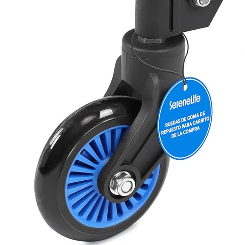 Serenelife ruedas para carrito de la compra plegable, Giratorias 360°, De repuesto Delanteras, Hechas de caucho resistente