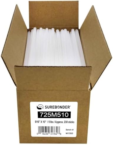Surebonder 725M510 Mini Size 10" Clear Hot Glue Sticks - 5 lb Box