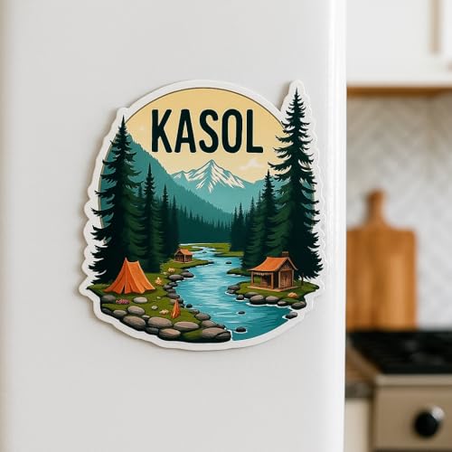 Image of Naxon Kasol Theme Souvenir Wooden Fridge Magnet for Refrigerator - Printed Fridge Magnet for Kitchen & Home Decor | Perfect Souvenir Gift | Size 3x3 in | Pack of 1