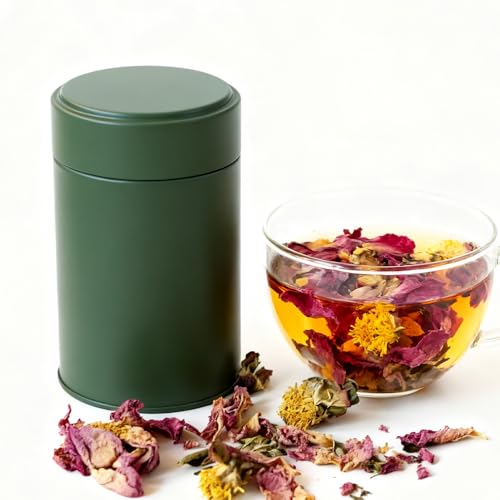 Image of 3-Pack Tea Tin Canister with Airtight Double Lids, 14 Fl Oz Tin Can Box and Round Kitchen Canisters for Loose Tea, Coffee, Candy, Herbs and Matcha Powder (Green, 2.95 * 4.25'')