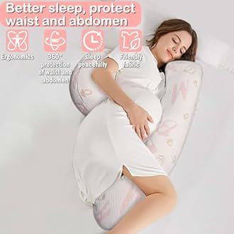 Oskeray Pregnancy Maternity Pillow for Sleeping, Support for HIPS, Backs, Legs, with Detachable and Adjustable Cover