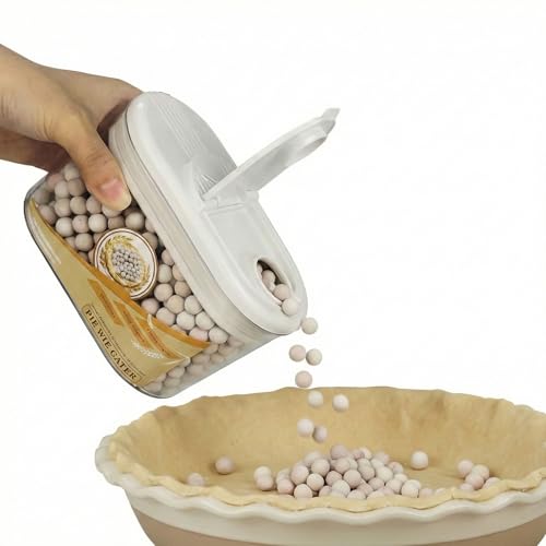 Ceramic Pie Weights Reusable 10mm Baking Beans Pie Crust Weights Natural Stoneware with Container,Ceramic Baking Beans for Reusable Natural (1.7, Pounds)