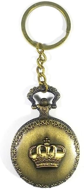 Blue Aura Premium Pocket Watch Metal Keychain Retro Vintage for Gifting With Key Ring Anti-Rust (BA-KWIC-3)
