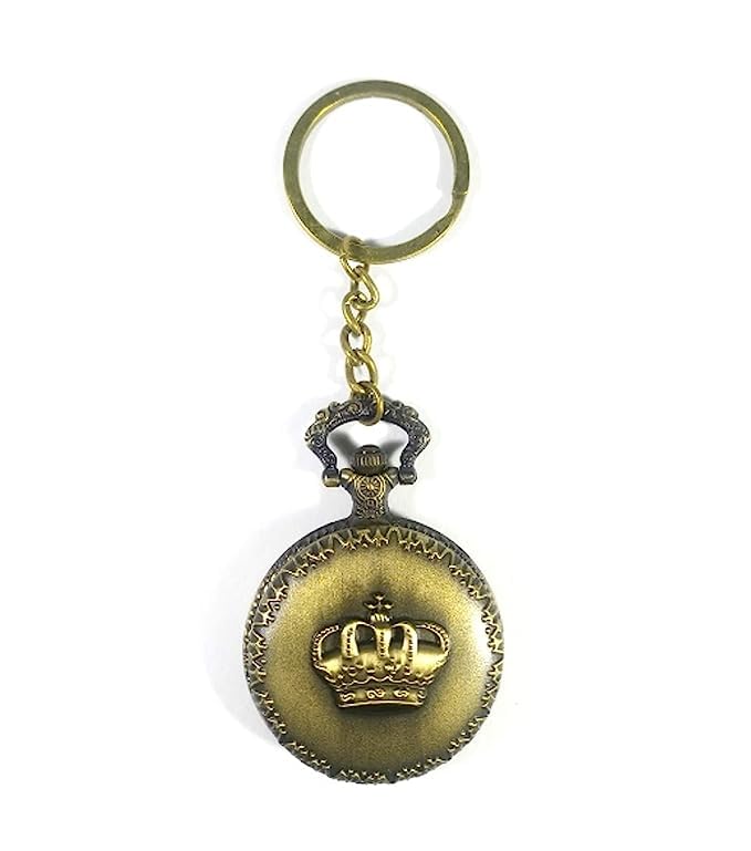 Blue AuraPremium Pocket Watch Metal Keychain Retro Vintage for Gifting With Key Ring Anti-Rust (BA-KWIC-3)