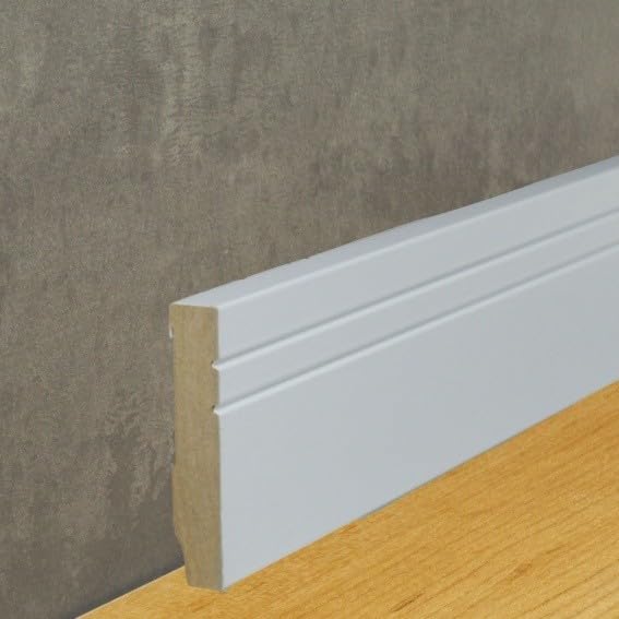 PROVISTON - Battiscopa in MDF, 16 x 80 x 2500 mm, nucleo in MDF laminato, bianco, per incollare, clip, viti e chiodi, 25 m, 10 pezzi