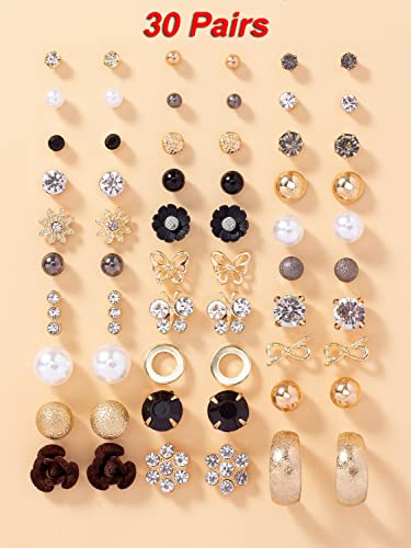 Image of Shining Diva Fashion 30 Pairs Combo Set Stylish Crystal Pearl Earrings for Women and Girls