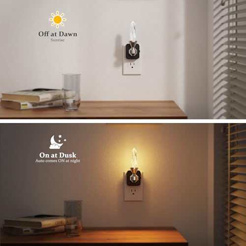 Image of JandCase Healing Crystals LED Night Light Plug into Wall,Dimmable Night Lights witih Clear Quartz Tower, Dusk to Dawn Sensor Nightlights for Meditation Living Room Bedroom Home Decor