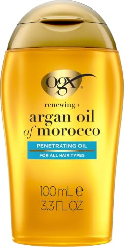 Image of OGX Renewing + Argan Oil of Morocco,Cold-Pressed Argan Oil for Hair Penetrating Treatment&Shine,Moisturizing&Strengthening Silky Oil for All Hair Types,Paraben &Sulfate Free,3.3 fl oz (Pack of 6)