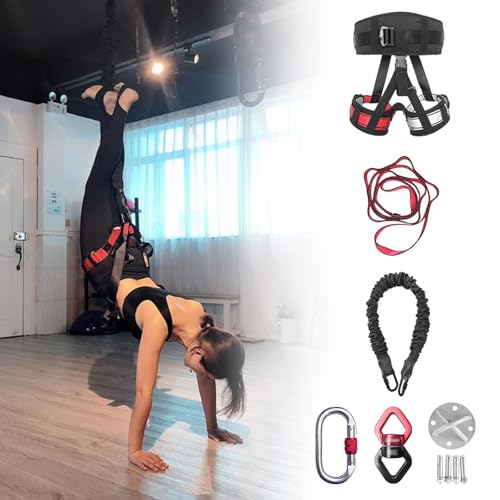 Resistencia de Bungee de Fitness Banda Elástica De Resistencia, Trampolín De Fitness Con Cuerda Elástica Giratoria De 360°, Soporta 50/70/90/100 Kg, Montaje En Techo Para Baile, Fitness Y Yoga En Inte