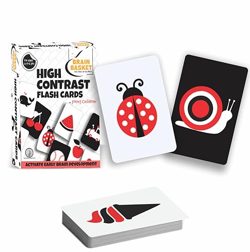 Image of High Contrast Flash Cards for Toddlers (12-24 Months), 36 Black, White & Red Visual Stimulation Cards for Early Learning & Language Development